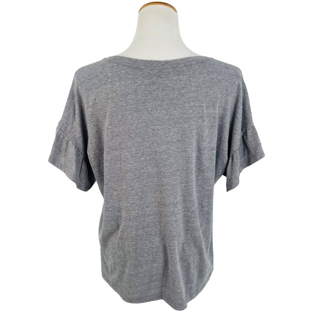 Calvin Klein Jeans Heather Gray Ruffle Sleeve Related Fit T-Shirt Top Tee - Picture 5 of 9